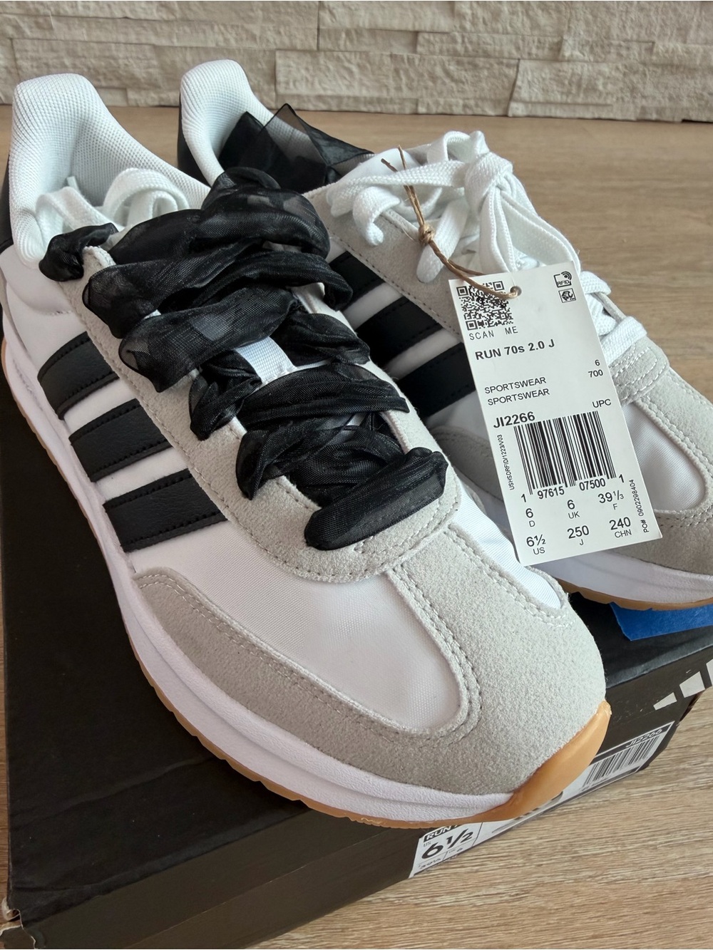 adidas Run 70s 2.0 J White, Black & Gum Casual Sneakers